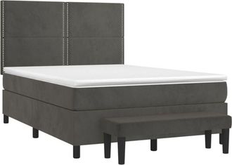 vidaXL Cama Box Spring Con Colch&oacute;n Terciopelo Gris Oscuro 140x190 Cm Vidaxl