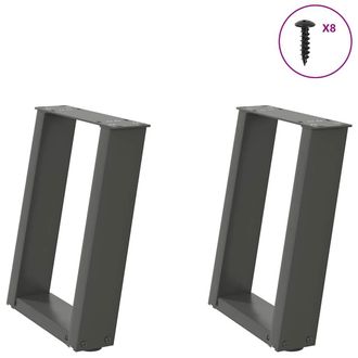 vidaXL Gambe Per Tavolino Da Caff&egrave; A Forma Di U 2 Pz Antracite 28x(42-43) Cm Acciaio - Vidaxl