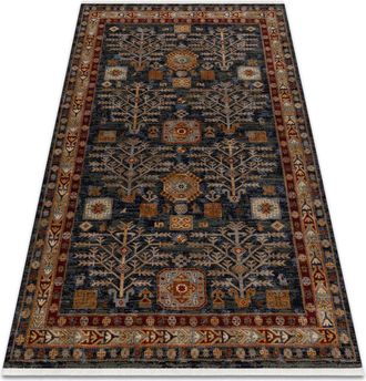 RugsX Rugsx - Alfombra Keshan Franjas Marco Oriental 6174/53511 Azul Oscuro / Burdeos Blue 250x340 Cm