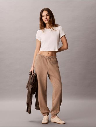 Calvin Klein Jeans Calvin Klein Womens Rhinestone Monologo Fleece Sweatpants - Brown - XL