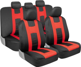 OEM Juego Completo De Fundas Para Asientos De Coche En Color Rojo, Fundas Para Asientos Delanteros De Dos Tonos Con Funda Para Asiento Trasero A Juego Par