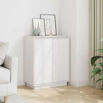 vidaXL Aparador De Madera Maciza De Pino Blanco 60x34x75 Cm Vidaxl