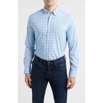 Johnnie-O Miramont Windowpane Check Everyday Performance Button-Down Shirt in Maliblu at Nordstrom, Size Xx-Large