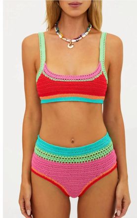 Beach Riot Milana Bikini Top In Aqua Crochet