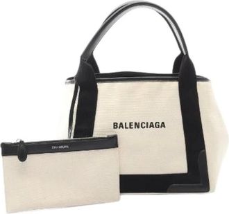 Balenciaga Pre-owned Tote Bags, female, Beige, Size: ONE SIZE Pre-owned Navy Cabas S Tote Bag