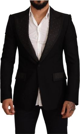 Dolce & Gabbana Wollen Slim Fit Blazer Jas - Heren - Blazers - Zwart - M - Wol - Jassen