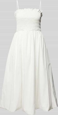 Amy Lynn Knielanges Cocktailkleid mit Smok-Details Modell Polly in Weiss, Gr&ouml;&szlig;e 34