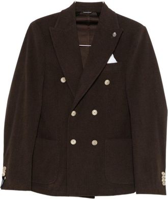 Daniele Alessandrini Structured Double-Breasted Brown Corduroy Jacket