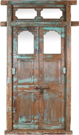 Biscottini International Puerta De Madera Maciza Y Hierro Para Interior O Exterior, Antigua Y Medieval, Con Marco Y Cristal