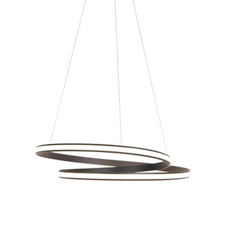 QAZQA Moderno L&aacute;mpara Colgante Moderna Negra 74 Cm Con Led - Rowan Aluminio /acero Redonda Incluye Led Max. 1 X 48 Watt - Qazqa