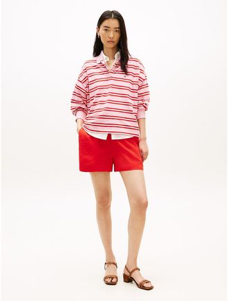 Tommy Hilfiger Womens Linen Pull-On Short - Orange - XL