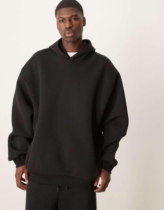 Asos heavyweight relaxed boxy hoodie in scuba-style fabric in black