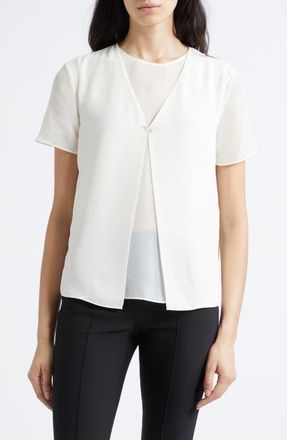 Emporio Armani Techno Georgette Top in Ivory at Nordstrom, Size 16 Us