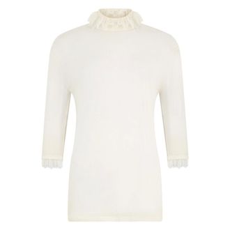 Philosophy di Lorenzo Serafini Blouses, female, White, XL, High-Collar Lace-Insert Top