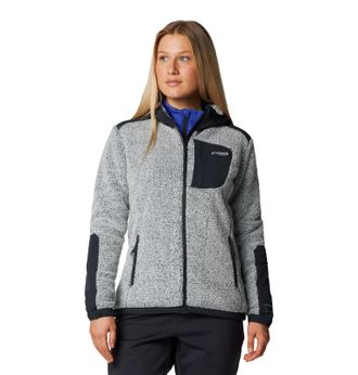 Columbia womens Arctic Crest Sherpa Full Zip, White/Black, M