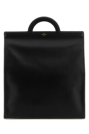 Valentino Garavani Black Leather Shopping Bag