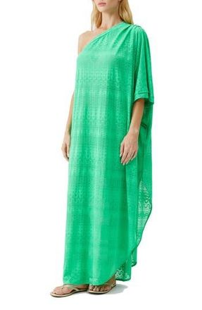 Melissa Odabash Savannah One-Shoulder Cover Up Kaftan in Green at Nordstrom Rack, Size X-Small
