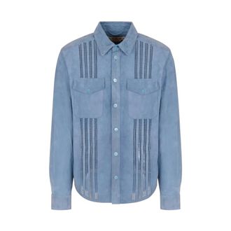 Marni Casual Shirts, male, Blue, L, Leather Shirt