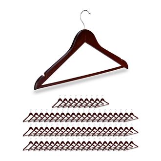 Relaxdays Pack 70 Perchas Ropa Con Gancho Giratorio, Madera, Marr&oacute;n, 44,5 Cm De Ancho