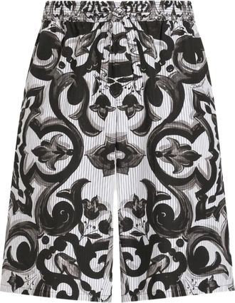Dolce & Gabbana Shorts con stampa Maiolica - Nero