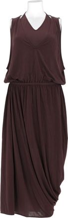 Christophe Lemaire Burgundy V-Neck Gathered Layered Midi Dress