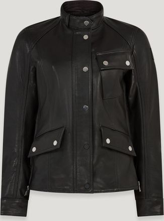 Belstaff Penrith Motorcycle Jacket Womens Calf Leather Black Size 2XL