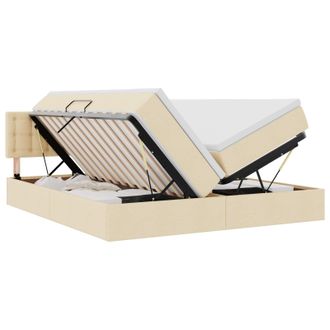 vidaXL Letto Con Contenitore Led E Materasso Crema 200 X 200 Cm Vidaxl