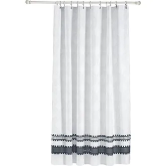 Brooks Brothers Geo Print Turkish Cotton Shower Curtain in White at Nordstrom Rack
