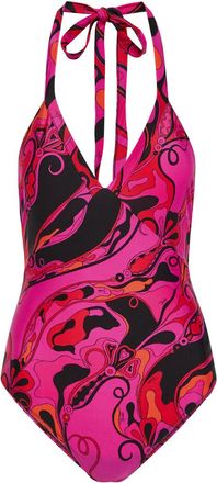 Pucci Printed Halterneck Swimsuit - Pink - S (UK8-10 / S)