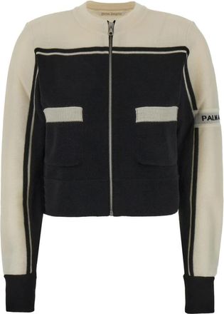 Palm Angels Logo Intarsia Wool Zip Cardigan - Dames - Vesten - Veelkleurig - M - Wol - Truien & Vesten