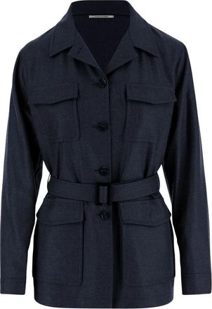 Tagliatore Wol en kasjmier jas met riem - Dames - Jas met riem - Blauw - M - Wol - Jassen