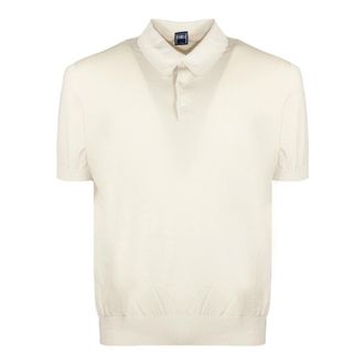 Fedeli Polo Shirts, male, Beige, Size: 2XL Cotton Short Sleeve Knit Polo