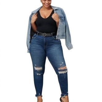 Abercrombie & Fitch Curve Love High Rise Skinny Jeans In Blue