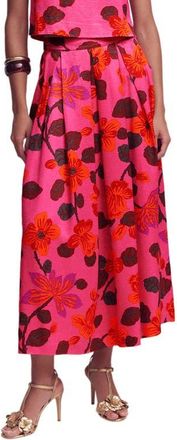 Boden Verity Floral Pleated Faille Maxi Skirt in Pink Floral Print at Nordstrom, Size 10
