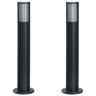 Beliani Conjunto De 2 L&aacute;mparas De Bolardo Modernas De Exterior Para Jard&iacute;n De 50 Cm De Aluminio Negro Ernan