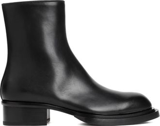 Alexander McQueen Zwarte Enkellaarsjes Ronde Neus Rits - Heren - Enkellaarsjes - Zwart - 40 EU - Leer - Schoenen