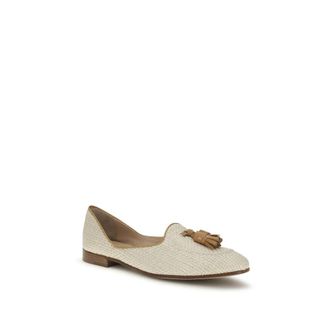 Fratelli Rossetti Womens Beige Raffia Slip-On Loafers