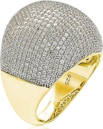 Suzy Levian White Sterling Silver Cubic Zirconia Pave Ring