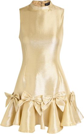 Sister Jane Shimmy Bow-appliqu&eacute;d Lam&eacute; Mini Dress - Gold - 16 (UK16 / XL)
