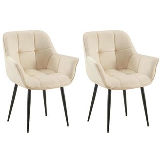 Clp Set de 2 silla de comedor con reposapi&eacute;s en terciopelo crema