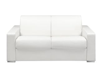 VENTE-UNIQUE.COM Sof&aacute; cama piel sint&eacute;tica 2 plazas blanco 174x223cm