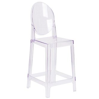 Flash Furniture Ghost Counter Stool with Oval Back in Revna Transparent Crystal