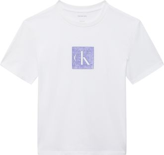 Calvin Klein Jeans T-Shirt CALVIN KLEIN JEANS CLASSIC FIT MONOGRAM TEE, Damen, Gr. XXL (46), hellwei&szlig;, Web, Obermaterial: 100% Baumwolle, unifarben, regular fit normal, 