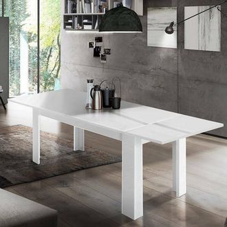 Dmora Mesa De Comedor Extensible, Made In Italy, Mesa Moderna Con Extensiones, Consola Extensible, 140 / 190x90h75 Cm, Color Blanco Brillante, Con Embalaje 