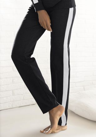 Bench Loungehose BENCH. LOUNGEWEAR, Damen, Gr. 32/34, N-Gr, schwarz-weiss (schwarz, wei&szlig;), Jersey, Obermaterial: 60% Baumwolle, 40% Polyester, unifarben mit