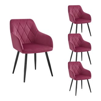 Woltu Sillas De Comedor Silla Reposabrazos Silla Tapizada Con Respaldos Sillas Nordicas Silla Para Comedor Sal&oacute;n Dormitorio Cocina Pasillo Burdeos Terciopel