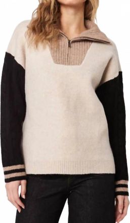 John & Jenn Gary Half-Zip Color Block Sweater In Driftwood