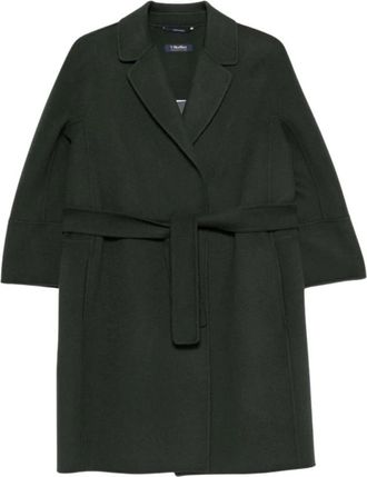 Max Mara Arona Mantel met ceintuur - Dames - Jas met riem - Groen - S - Wol - Jassen