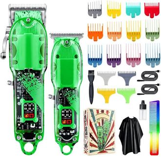 OEM Cortapelos El&eacute;ctrico Inal&aacute;mbrico, Kit De Corte De Pelo Para Hombre Con 16 Peines Gu&iacute;a, Capa De Corte Y Peine Para Uso En Barber&iacute;as Y En Casa