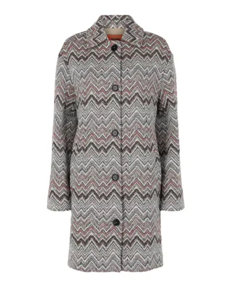 M Missoni Tweed Chevron-Pattern Coat